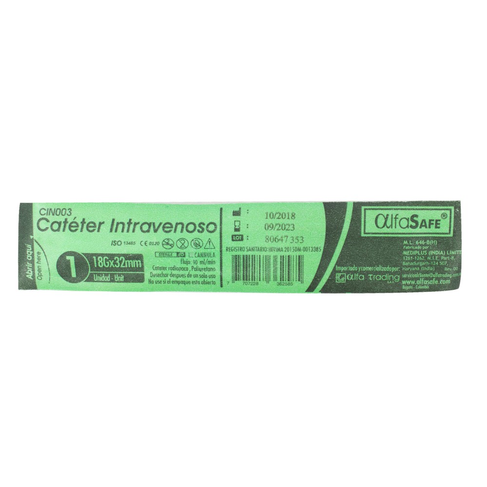 100023422.jpg CATETER ALFA INTRAVE 18G X1 1/4 32 MM - Image 1