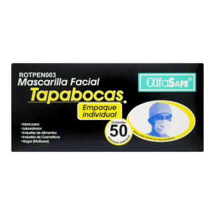 TAPABOCAS ALFA SAFE NEGRO 50 UND