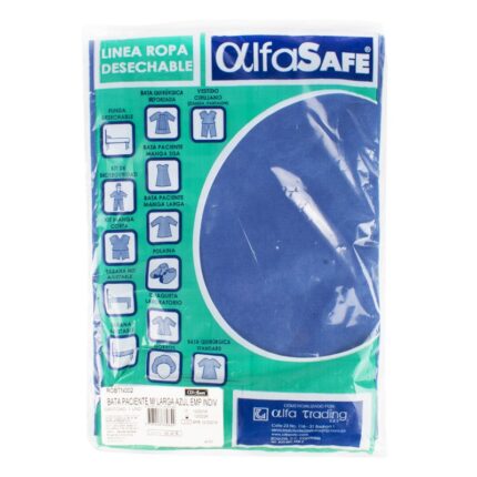 BATA PACIENTE MANGA LARGA AZUL ALFA