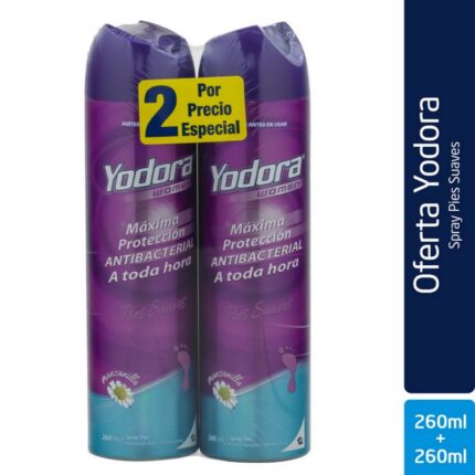 2 YODORA SPRAY PIES SUAVES 260 ML MUJER