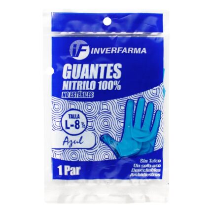 GUANTE NITRILO AZUL T.L 2 UDS INVERFARMA