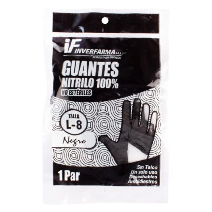 GUANTE NITRILO NEGRO T.L 2 UND INVERFARM