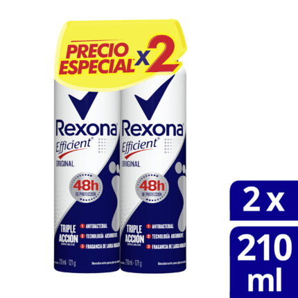 2 TALCO REXONA EFF ORIG SPRAY 210ML P.E