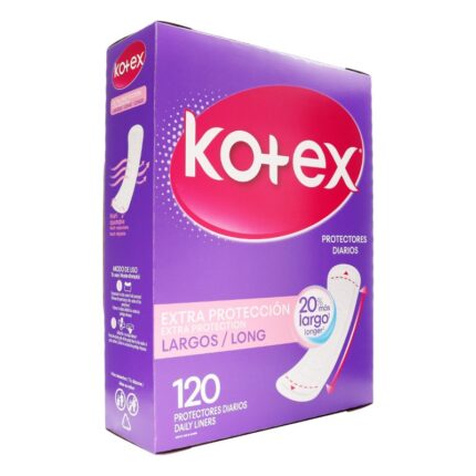 PROTECTORES DIARIOS KOTEX LARGOS 120UNDS