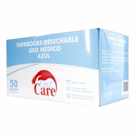 TAPABOCAS AZUL FAST CARE 50UN ICOM