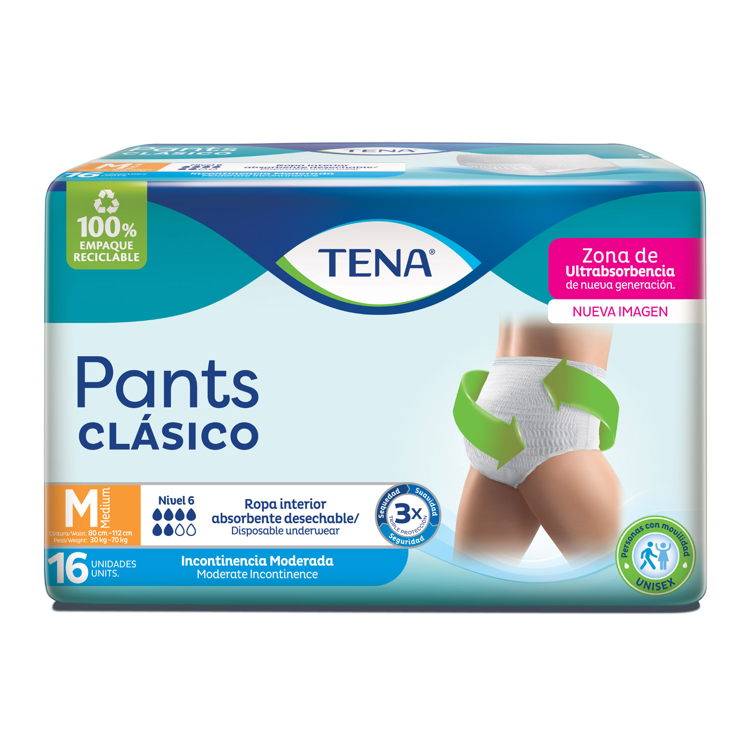 ropa-interior-absorbente-tena-pants-clasico-confort-care-m-paquete-x-16-uds-200040054_1.jpg TENA PANTS COMFORT MEDIUM 16 UND - Image 1